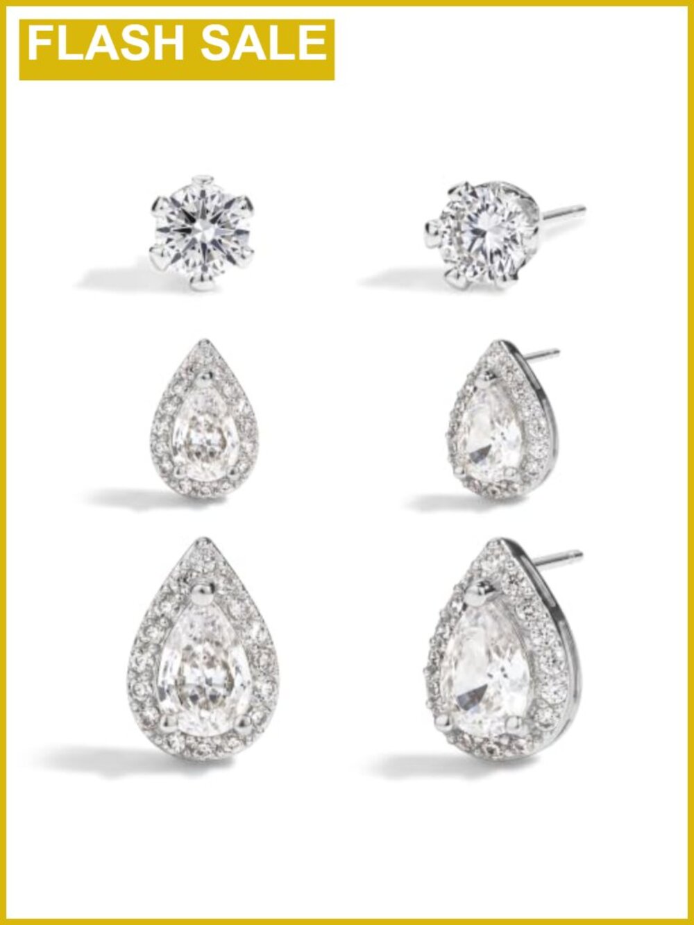 3 Pairs Hypoallergenic 18K Gold Plated Stud Earrings Set for Women